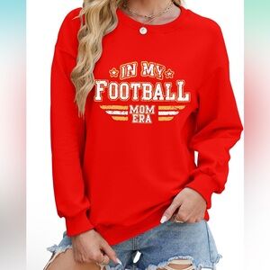 Red Football Mom Era Boxy Relaxed Sweatshirt